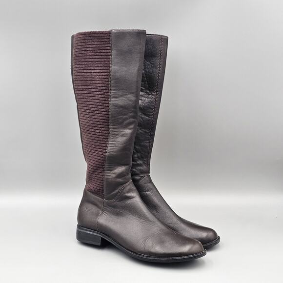 Aetrex Womens Size 7.5 US Brown Leather & Fabric Side Zip Knee High Riding Boots - Picture 1 of 8